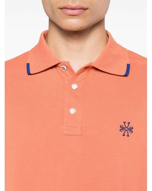 Jacob Cohen Orange Logo-embroidered Piqué Polo Shirt for men