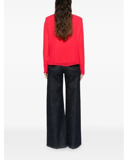 Dorothee Schumacher Red Ruffled High-Neck Blouse
