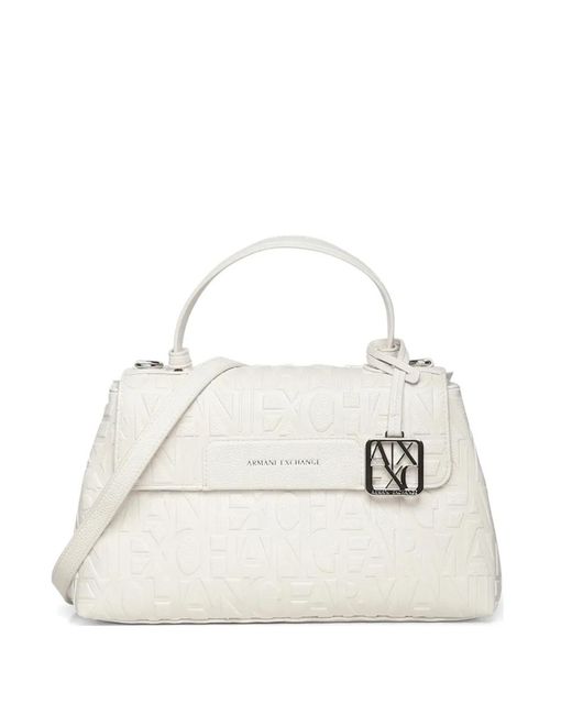 ARMANI EXCHANGE White Embossed Top-Handle Bag