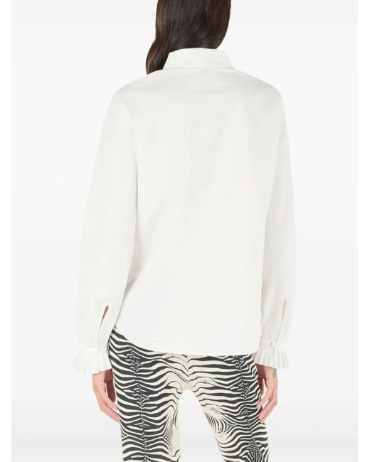 Roberto Cavalli White Floral-Embroidered Shirt