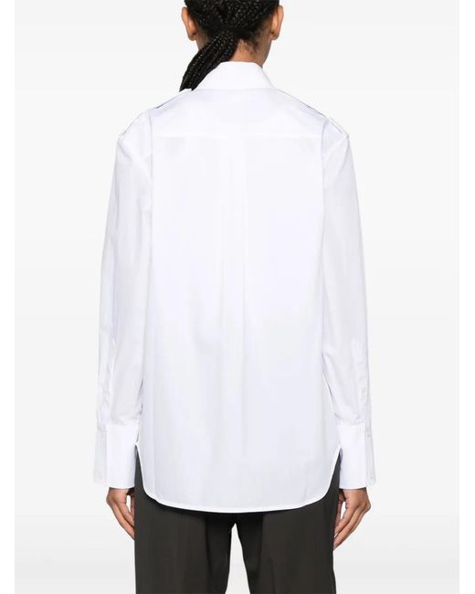Victoria Beckham White Logo-Embroidered Cotton Shirt