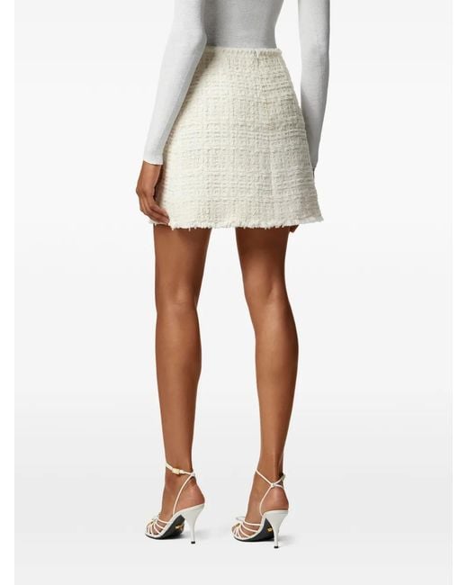 Versace White A-Line Frayed Mini Skirt
