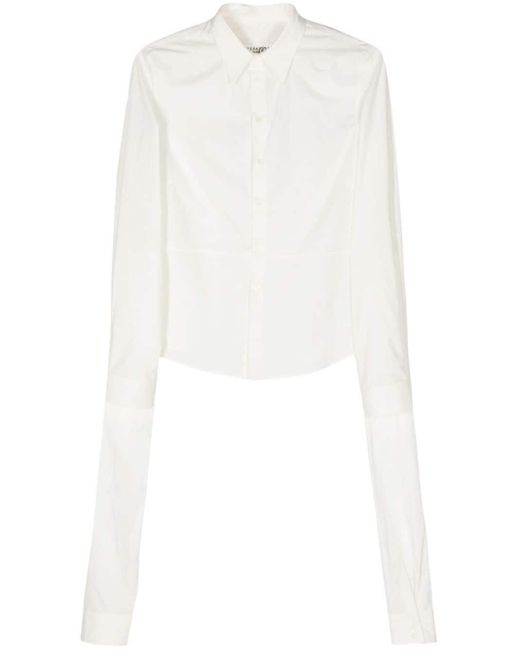 MM6 by Maison Martin Margiela Katoenen Shirt Met Dubbele Mouwen in het White