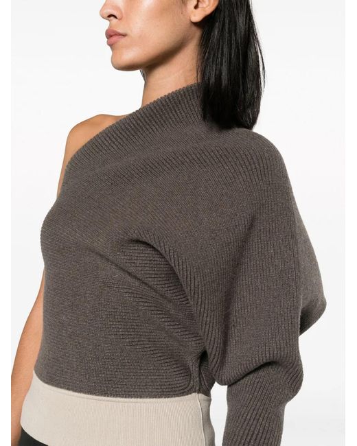 Pull Nervuré À Épaules Dénudées Rick Owens en coloris Gray