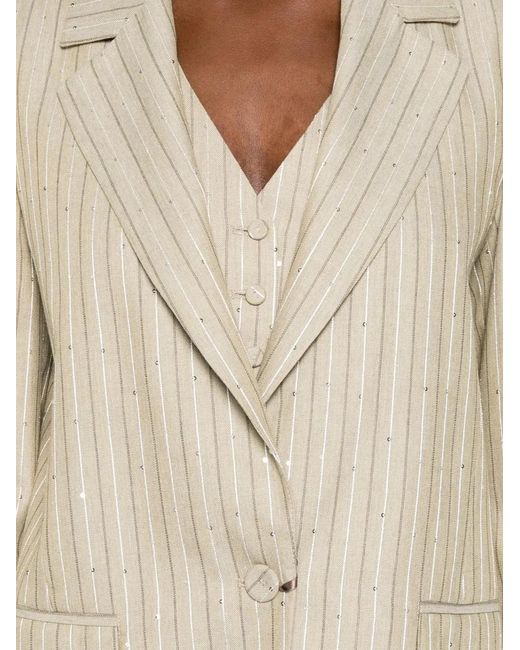 Pennyblack Natural Pinstripe Sequin-Embellished Blazer