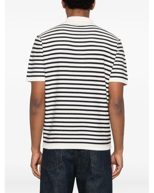 A.P.C. Black Striped Pocket Polo Shirt for men