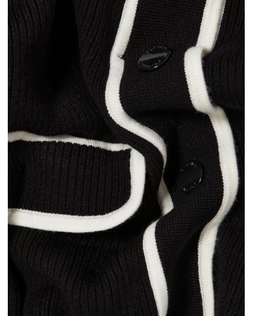 Claudie Pierlot Black Ribbed-Knit Contrast-Trim Cardigan