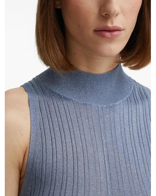 IVY & OAK Blue Flora Ribbed High-Neck Maxi Dress