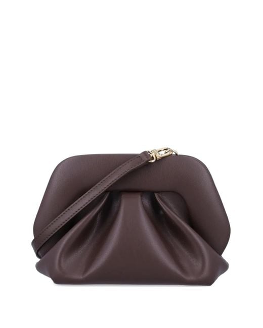 THEMOIRÈ Brown Gea Pleated-Panel Clutch Bag