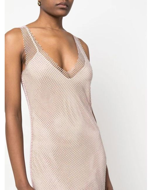 Blugirl Blumarine Natural Mesh-Trim Mini Dress