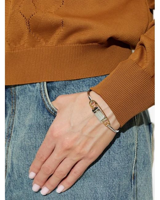 Kate Spade Blue Safety-Pin Engraved-Logo Bracelet