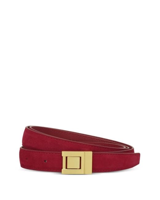 POTAMY Red Suede Buckle Belt