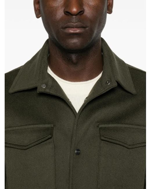 Herno Green Button-Up Chest-Pocket Jacket for men