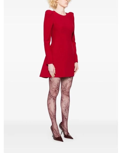 Alexander McQueen Red Puff-Sleeve Fitted Dress