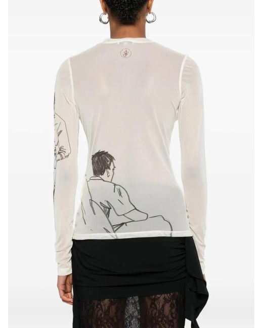 J.W. Anderson White Langärmeliges T-Shirt