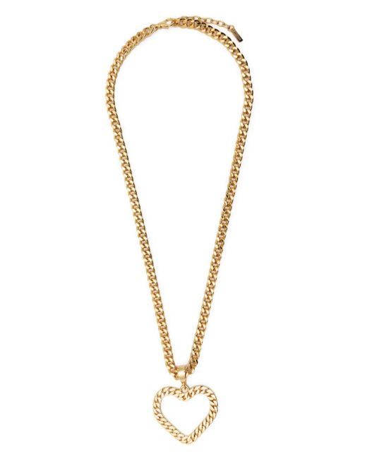 Moschino Metallic Heart-Pendant Curb-Chain Necklace