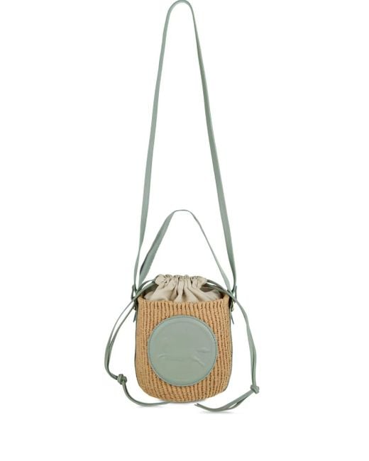 Chloé Metallic Mini Horse-Emblem Raffia Bucket Bag
