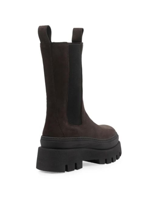 COPENHAGEN Black Suede Chunky-Sole Chelsea Boots