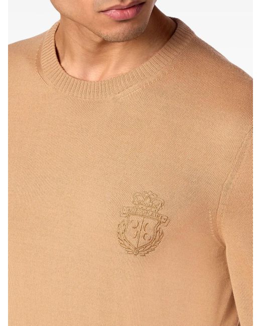Billionaire Brown Logo-Embroidered Wool Jumper for men