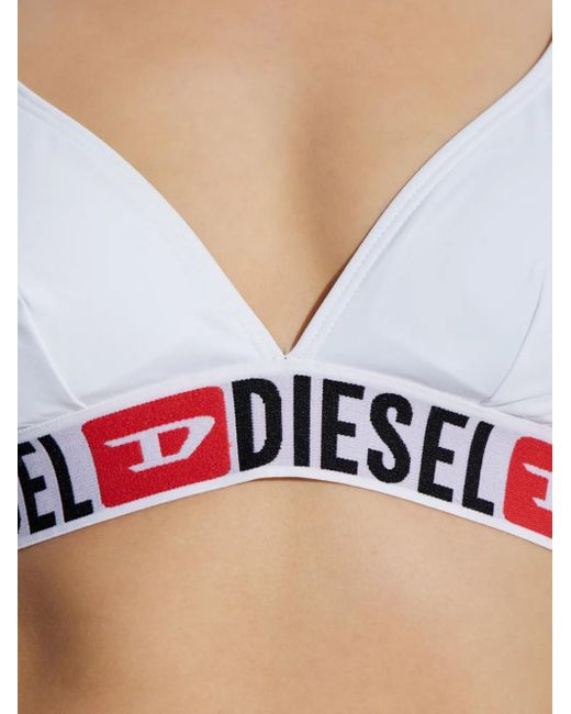 DIESEL White Logo-Tape Bikini Top
