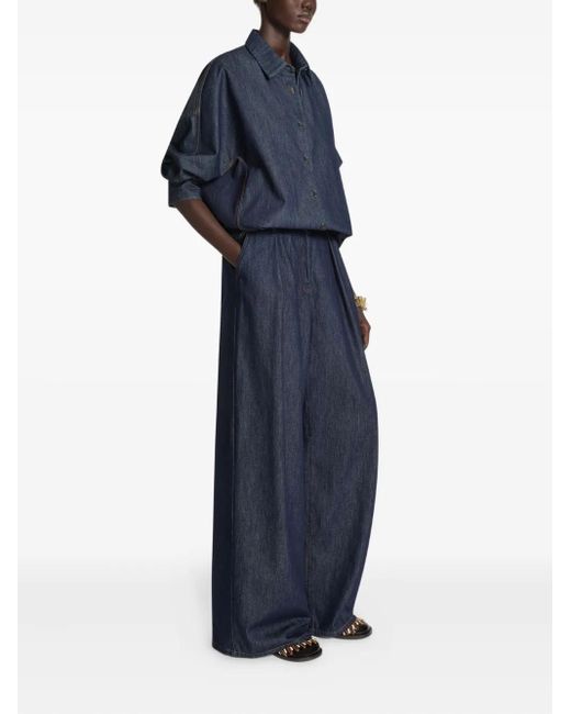 Dries Van Noten Blue Contrast-Stitching Denim Shirt