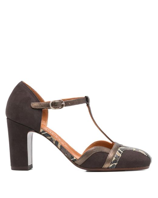 Chie Mihara Brown 85mm T-bar Block-heel Pumps