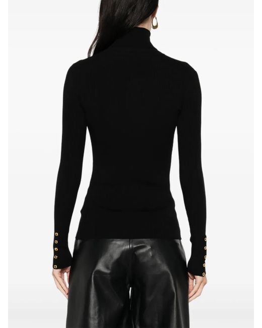 Elisabetta Franchi Black Ribbed High Neck Sweater