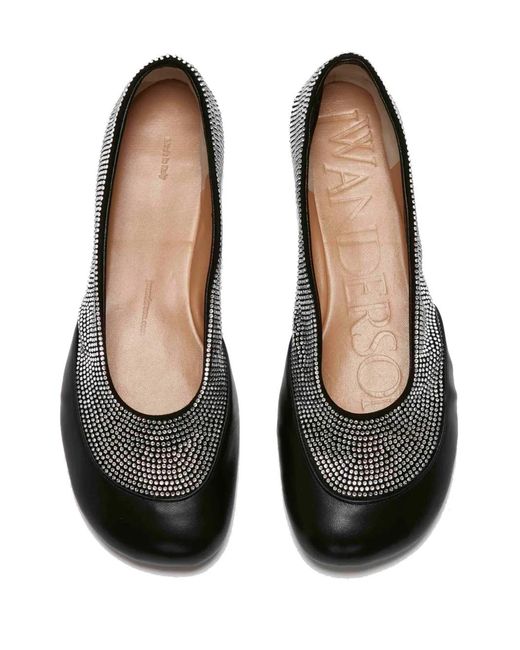 J.W. Anderson Black Crystal-Embellished Ballerina Flats