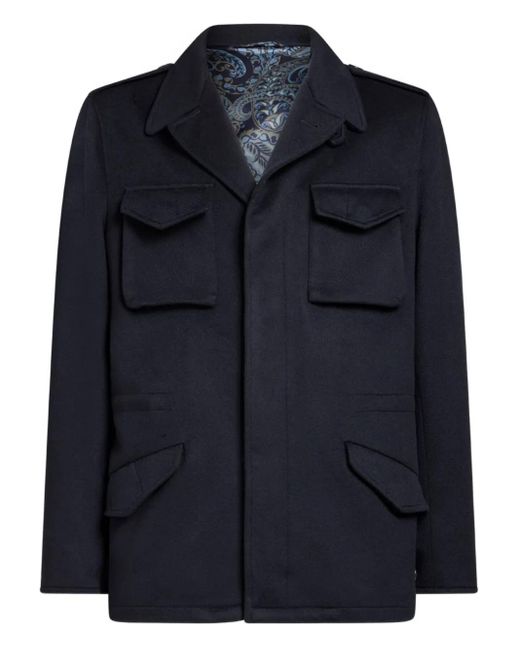 Etro Blue Flap-Pocket Cashmere Jacket for men
