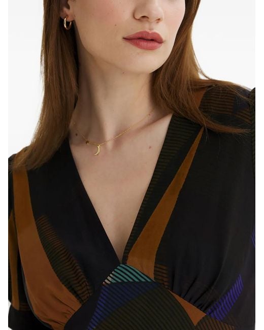 Framboise Black Brodie Abstract-Print Midi Dress