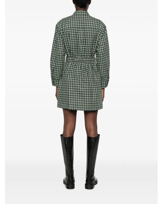 Maje Geruite Mini-Jurk in het Green