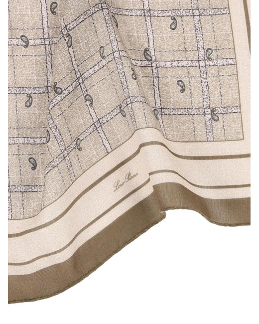 Loro Piana Natural Paisley-Pattern Grid Scarf for men