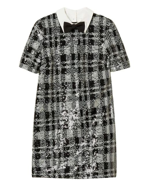 Twinset Black Sequin Check Pattern Mini Dress