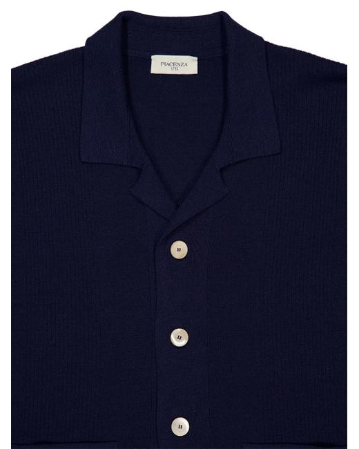 Piacenza Cashmere Blue Ribbed-Knit Cardigan for men