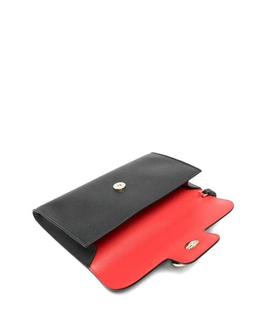 Ferragamo Black Double Gancini Leather Clutch Bag