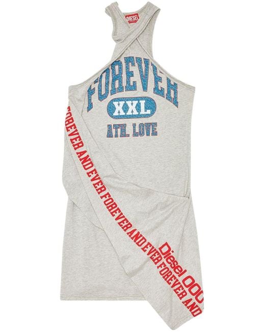 DIESEL D-Zelie Halterneck Jersey Minidress in White | Lyst