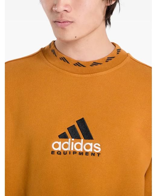Felpa Girocollo Eqt Con Logo di Adidas in Orange da Uomo