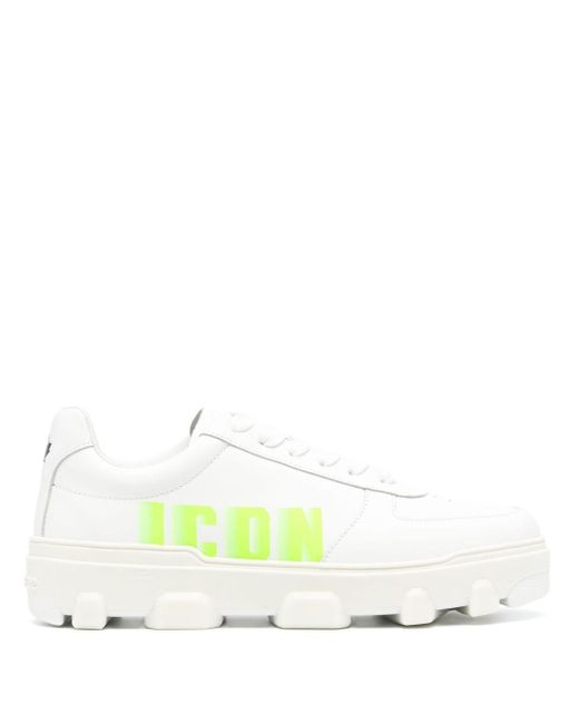 Baskets en cuir à logo imprimé DSquared² pour homme en coloris White