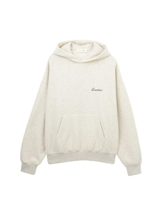 Essentials White Logo-Embroidered Hoodie for men