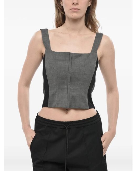 GIUSEPPE DI MORABITO Gray Square-Neck Corset Top
