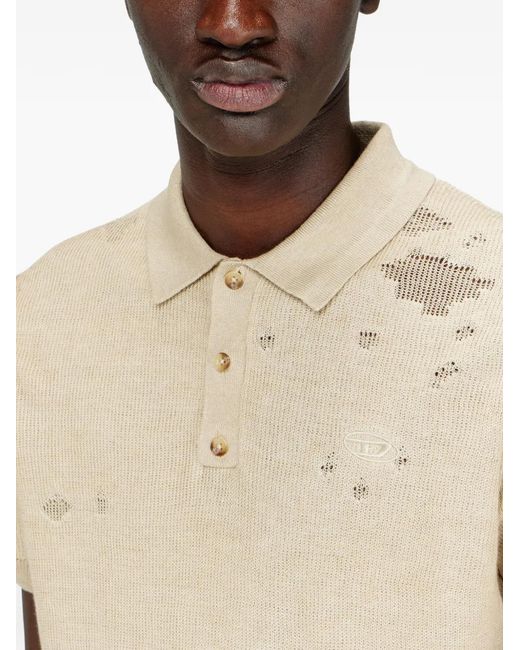 DIESEL Natural K-Danny Polo Shirt With Distressed Effect for men