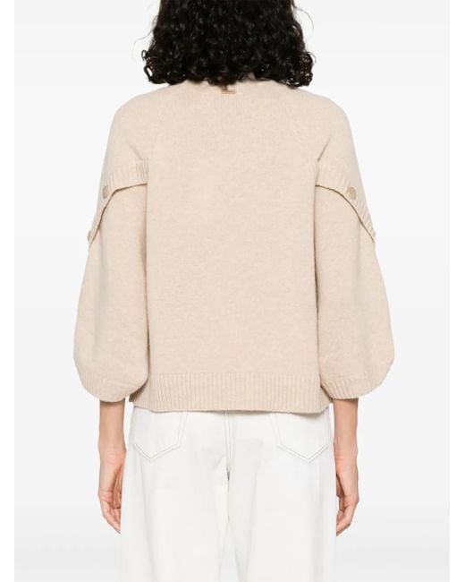 Max Mara Natural Cozy Short-Stitch Wool And Cashmere Sweater With Wide Raglan Sleeves