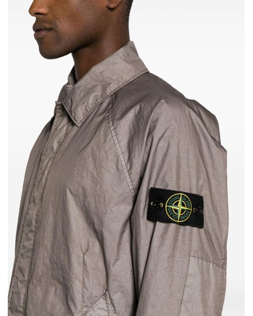 Stone Island Gray Membrana 3l Tc Crinkled Raincoat for men
