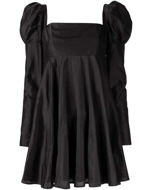 Macgraw Black Romantic Puff Sleeve Dress