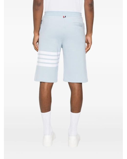 Thom Browne Blue Stripe-Detail Cotton Track Shorts for men