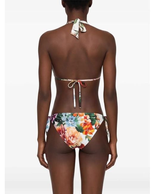 Dolce & Gabbana White Floral Print Bikini Set