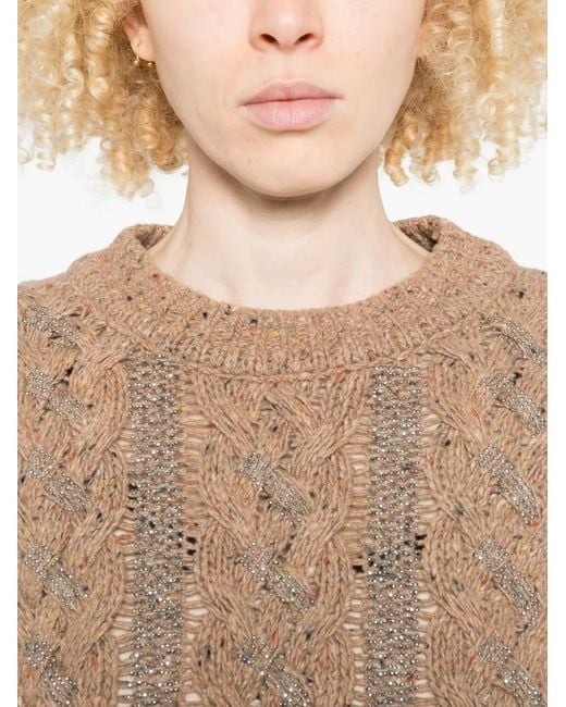 Pinko Natural Cable-Knit Sweater