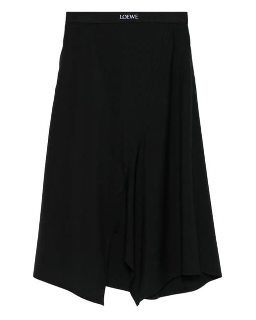 Loewe Black Asymmetric Midi Skirt