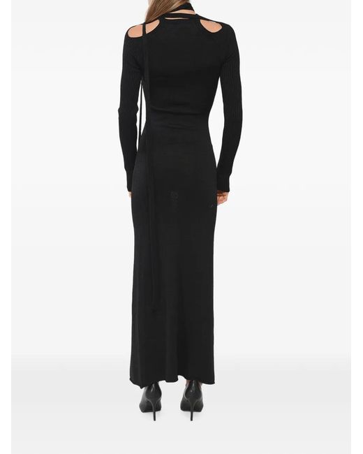 Y. Project Black Tie-Neck Cut-Out Maxi Dress