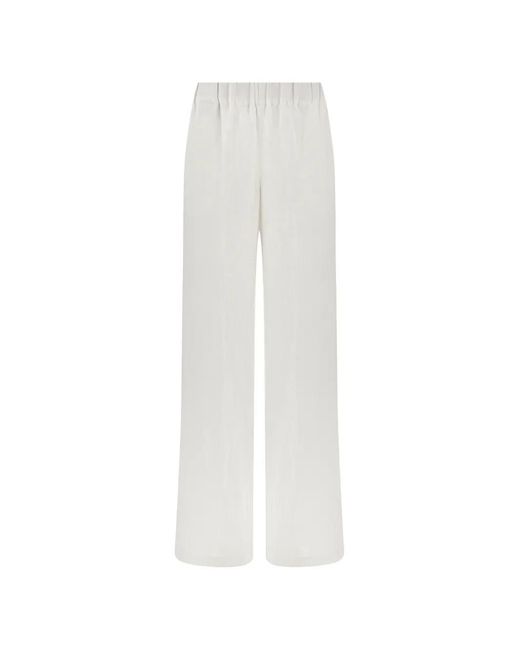 Paul & Shark White Elasticated-Waistband Linen Palazzo Pants